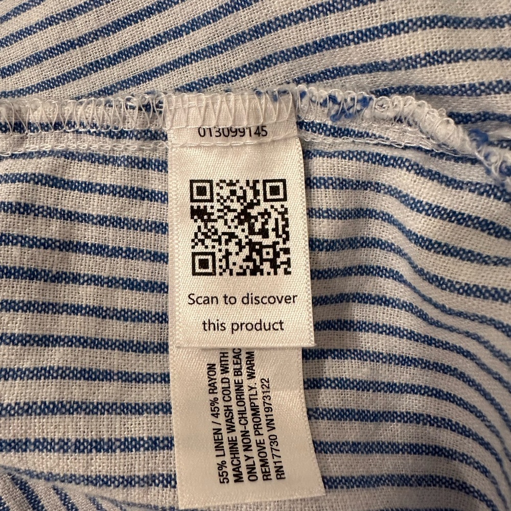 NWT Linen Blend 3/4 Sleeve Midi Shirtdress Pockets Coastal Cover Up Sz L - Picture 11 of 13